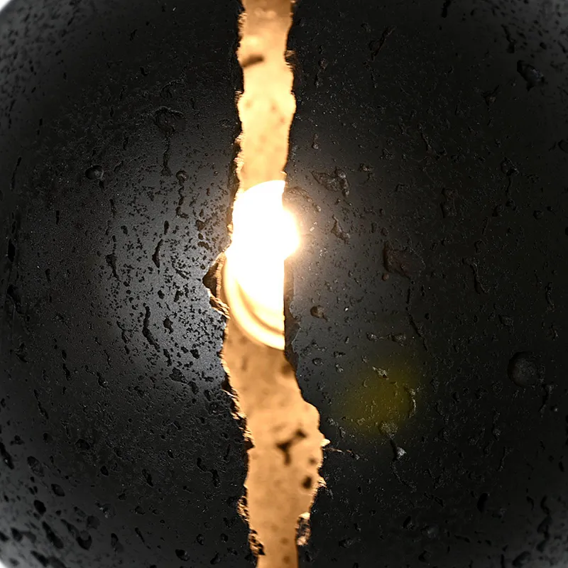 Art light black travertine marble hemispherical crack unique design wall light for living room bedroom