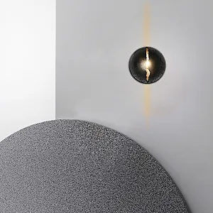 Art light black travertine marble hemispherical crack unique design wall light for living room bedroom